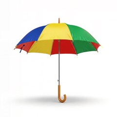 Obraz premium Vibrant Rainbow Colored Umbrella for Rain Protection on White Background