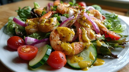 salad with shrimps and vegetables
