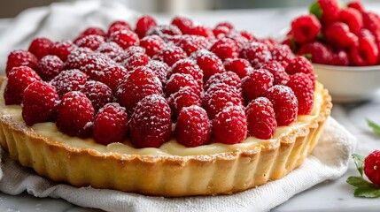 raspberry tart with raspberries