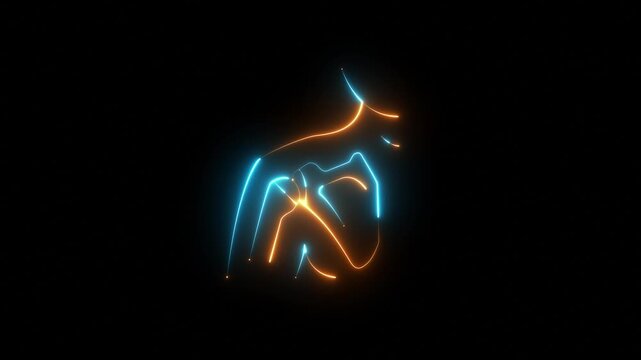 Shoulder x ray neon line animation. Joint dislocation animated icon.
