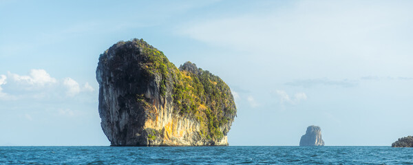 Lonely Limestone Rock Island, Andaman Sea Thailand - Travel Seascape