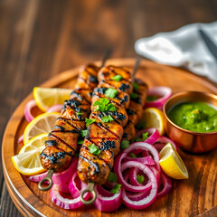 A plate of cooked chicken and mixed vegetables served with naan bread for a satisfying meal, chicken with lemon 