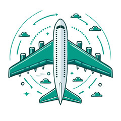 Aeroplane icon style line vector illustration
