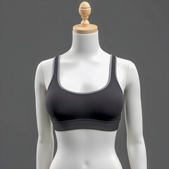 Minimalist Black Gym Top for Activewear Product Mockup, clothes display at retail store 