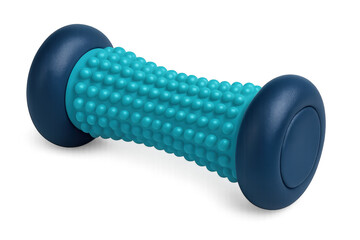 Blue foot roller promoting self massage and physical therapy
