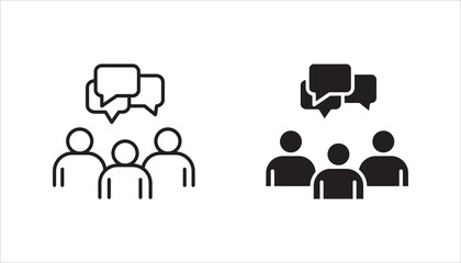 people talking icon set, bubble, speak, business group, vector illustration on white background