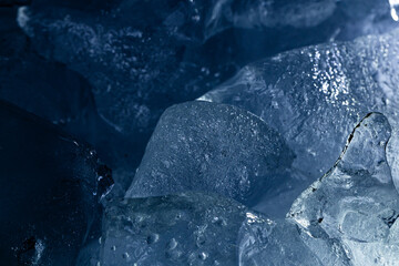 Abstract Blue Ice Texture with Air Bubbles