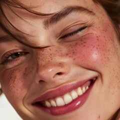 Naklejka premium close up of a happy natural beauty young woman