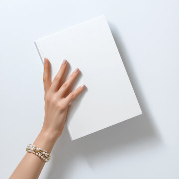  woman hand holding blank print paper