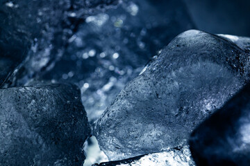 Abstract Blue Ice Texture with Air Bubbles