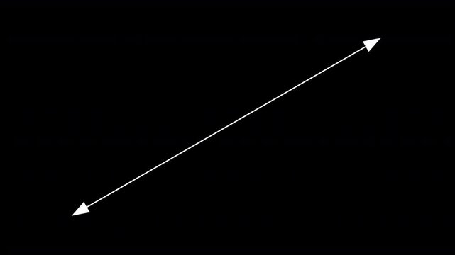 diagonal double headed arrow line, architecture designer measurement arrows akin to an architect, designer or engineer technical drawing element white arrows with a black background 4K animation