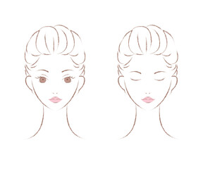 Woman's Face with Open and Closed Eyes Line Art