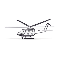 Helicopter illustration featuring rotating blades for air transportation and emergency service use