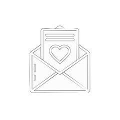 Love Letter with Heart in Envelope Sketch