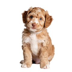 Adorable Puppy Sitting Curiously Against on Transparent Background