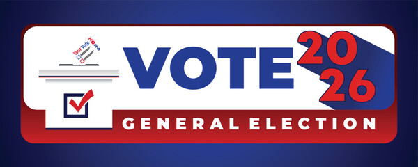 General Election 2026 Minimal Banner with Abstract Layout Design
