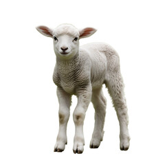 Cute Lamb Standing Alone on Transparent Background