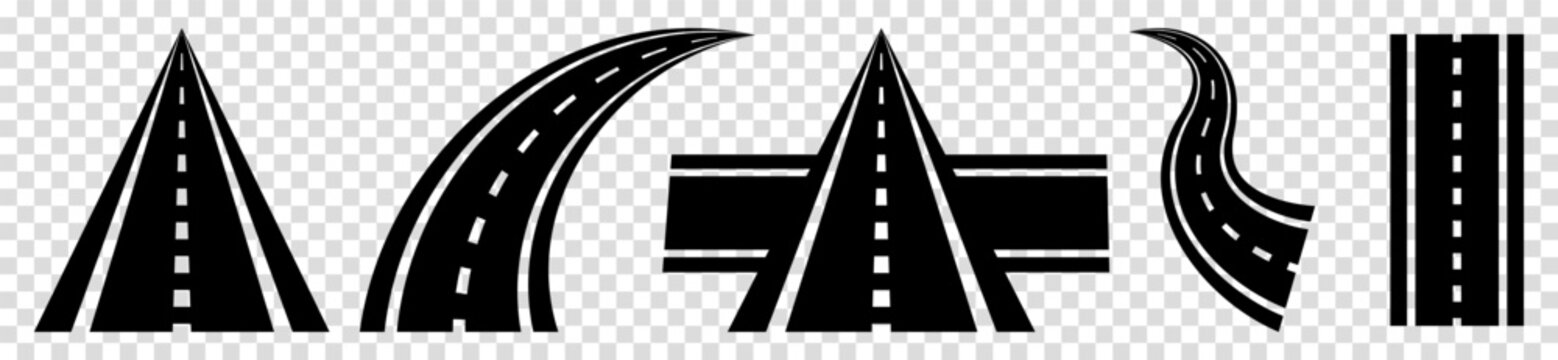 Set of asphalt road curves