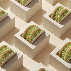 blank lay flat boxes with tacos