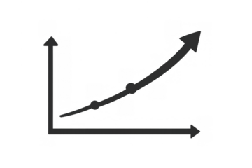 Business growth chart icon showing increasing statistics and profit, developing arrow moving up, transparent background