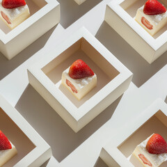 strawberry cake in a blank flat boxes