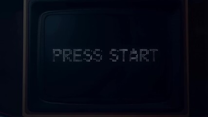 Retro television screen displaying "PRESS START" text. Invokes nostalgia for classic gaming and the excitement of starting a new adventure
