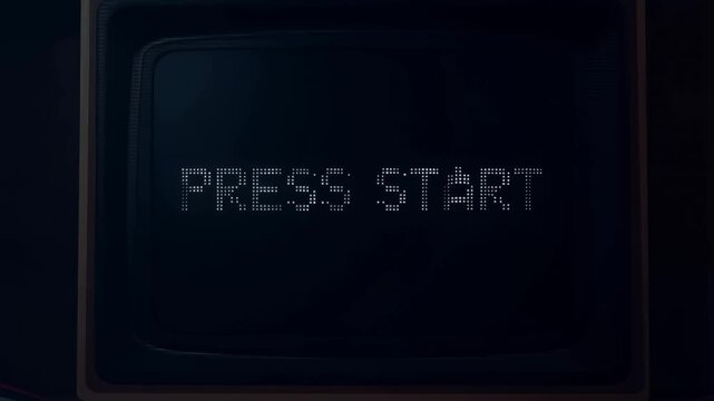 Retro television screen displaying "PRESS START" text. Invokes nostalgia for classic gaming and the excitement of starting a new adventure