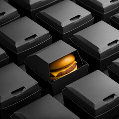 black blank burger packaging