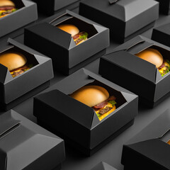 black blank burger packaging