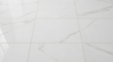 White marble tiles create a bright and clean surface