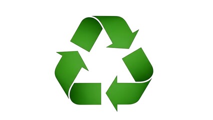 Obraz premium Green recycling symbol with three arrows on white background eco-friendly