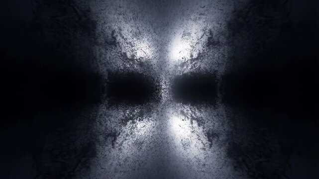 Abstract dark background with symmetrical light patterns creating a mysterious atmosphere. Ideal for cinematic and artistic projects exploring themes of duality and contrast