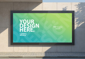 Horizontal Lightbox Mockup on the wall