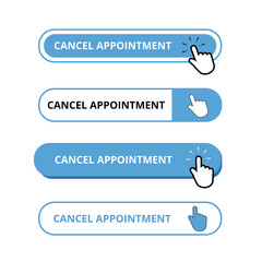 White and blue cancel appointment bar buttons isolated on a white background