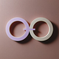 Interlinked female symbols in pastel colors on textured background  