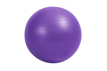 Purple exercise ball fitness equipment on transparent background