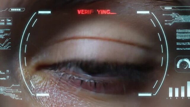 Biometric Iris Scan HUD ,Futuristic Eye Identity Verification and Access Granted