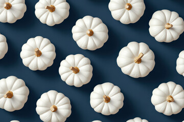 Obraz premium Decorative White Pumpkins on Dark Background