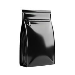 Black glossy zipper pouch isolated on transparent background