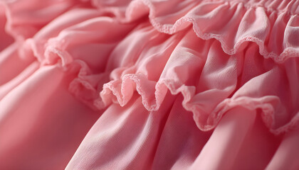 Close-up shot of a pink ruffled skirt, perfect for fashion and beauty uses