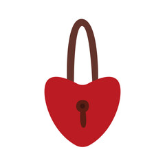 Heart-shaped lock vector flat illustration