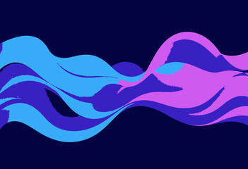 Vibrant Wave Patterns Flowing Seamlessly in Abstract Digital Artwork with Blue and Pink Hues Illuminated Against a Dark Background