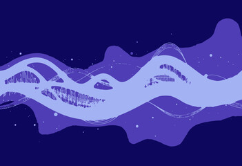 Vibrant Abstract Waves of Blue and Pink Light Curves Flowing Across a Dark Starry Background Illustrating Energy and Sound Waves in Motion