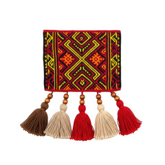 Colorful embroidered clutch bag isolated on transparent background