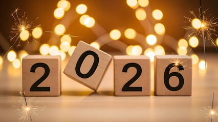 3D gold new year numbers illustration for holiday celebration and calendar design 2026 New year 