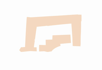 Abstract Minimalist Geometric Artwork Featuring Beige Rectangular Shapes on a Crisp White Background for Modern Interior Aesthetic Decor