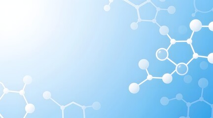 White molecule structure on a light blue gradient background