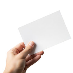 Hand holding business card isolated on transparent background