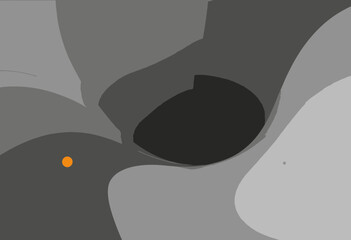 Intricate Abstract Composition with Vortex Center and Subtle Orange Accents in Grayscale Gradient Patterns and Layered Designs