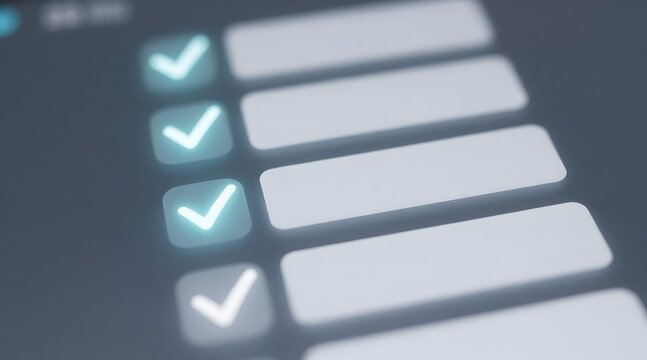 Checklist shows tasks completed in a glowing fashion